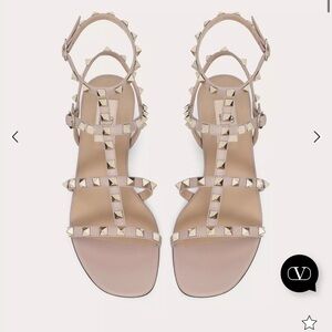 Valentino Cream Gladiator Sandals with Studded Straps